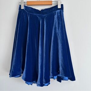 Elegant Blue Velvet Skirt